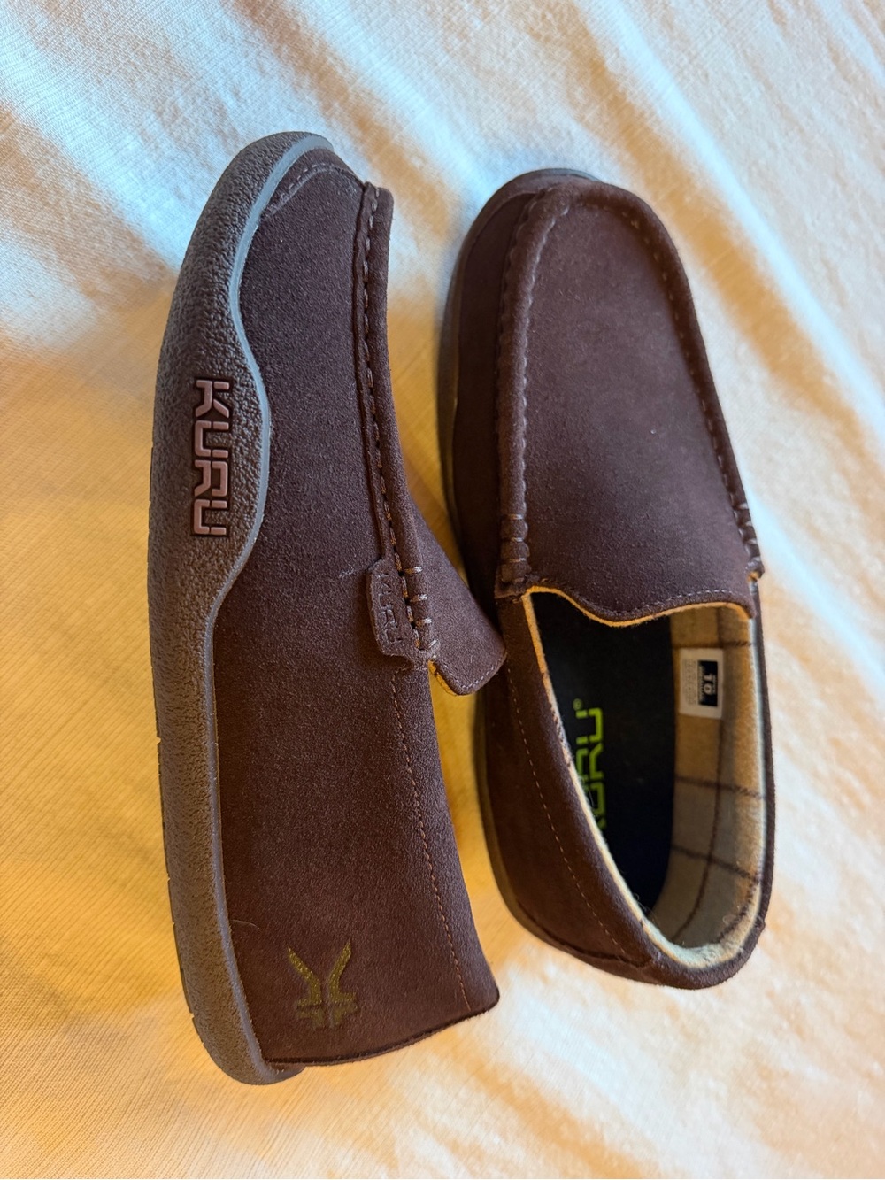 KURU Men's Brown Suede Moccasin house shoes Java